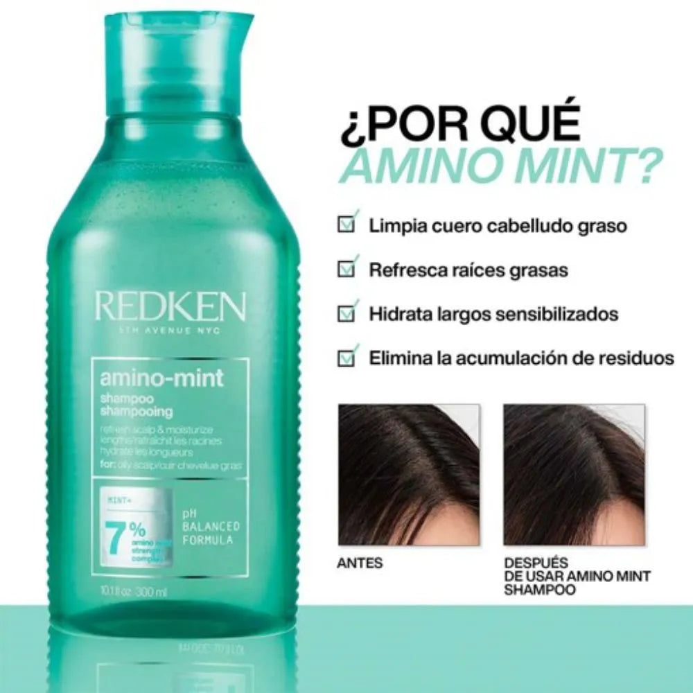 Shampoo Redken Amino Mint para Cuero Cabelludo Graso 300ml