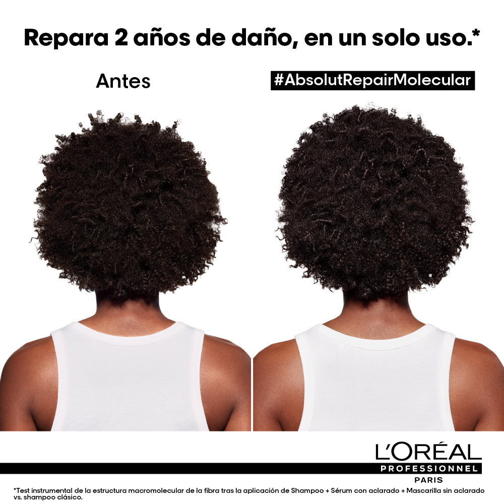 Shampoo reparador sin sulfato Absolut Repair Molecular para cabello muy dañado Loreal professionnel 300 ml