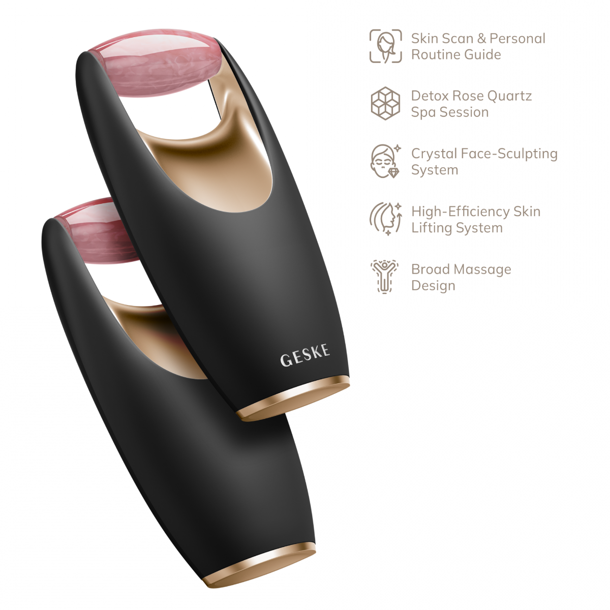 GESKE | Rose Quartz Roller | 5 in 1