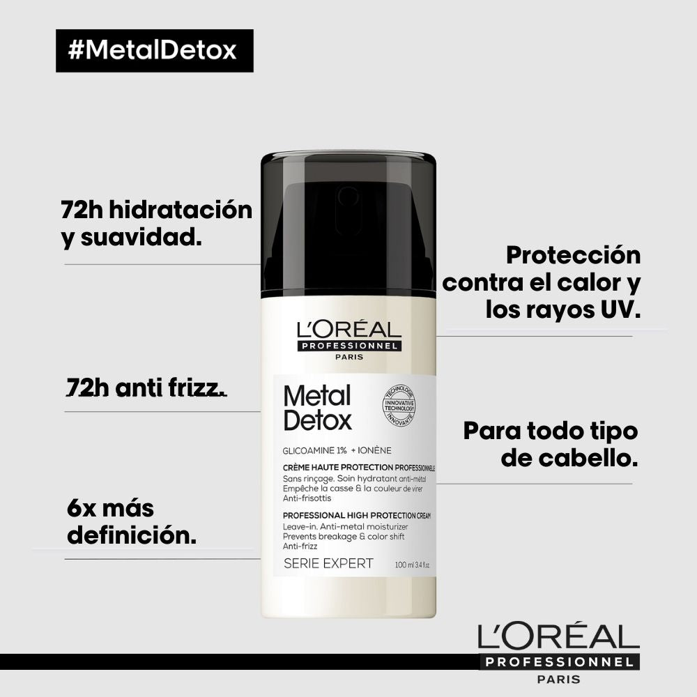 Termoprotector en crema para peinar Metal Detox para todo tipo de cabello Loreal Professionnel  100ml
