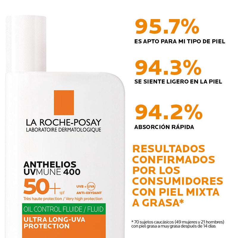Protector Solar Anthelios UVMune 400 Oil Control Fluido Invisible FPS 50+ 50ml bloqueador