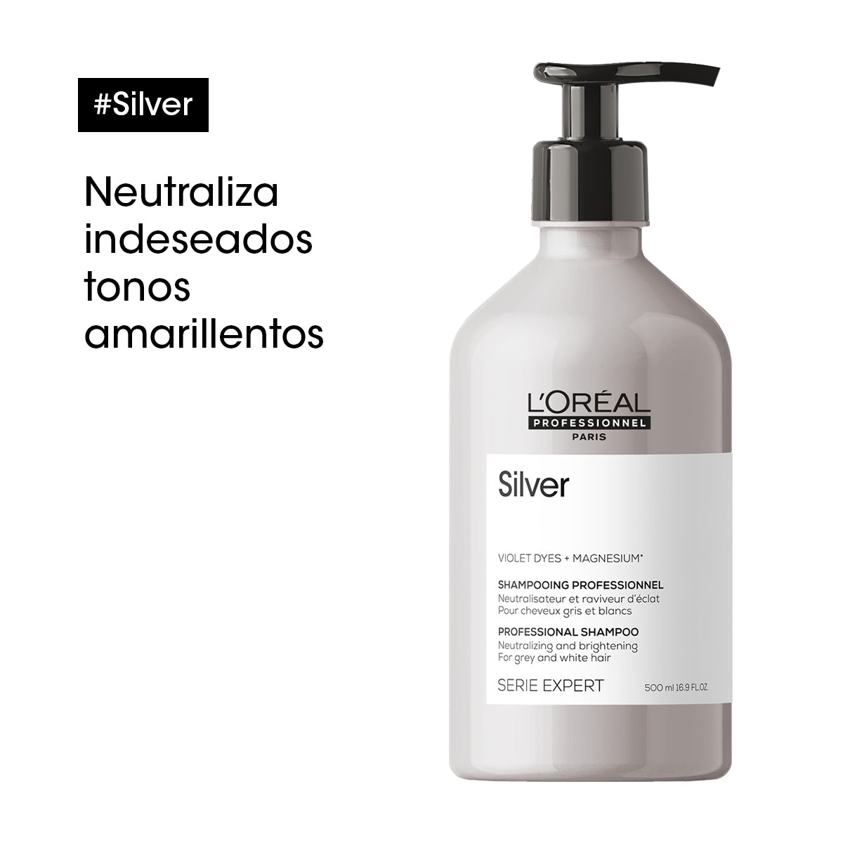 Shampoo para cabellos blancos o grises Silver 500ml