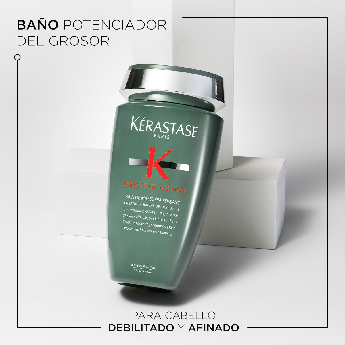 Kérastase Shampoo potenciador del grosor para cabellos debilitados con tendencia a Afinarsegenesis Homme Bain Masse 250ml