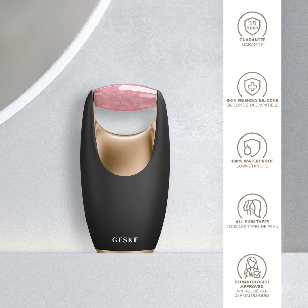 GESKE | Rose Quartz Roller | 5 in 1