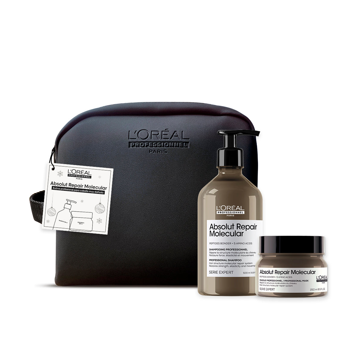 Bipack Absolut Repair Molecular para cabello dañado (Shampoo 500ml + Rinse off mask 250ml)