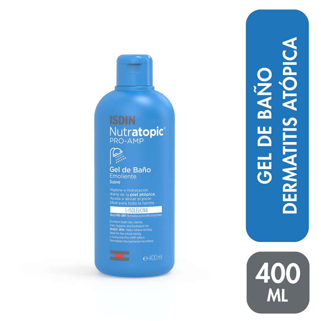 ISDIN NUTRATOPIC PRO-AMP GEL BAÑO 400 ml - Gel de baño emoliente extra suave higiene e hidratación piel reactiva 400