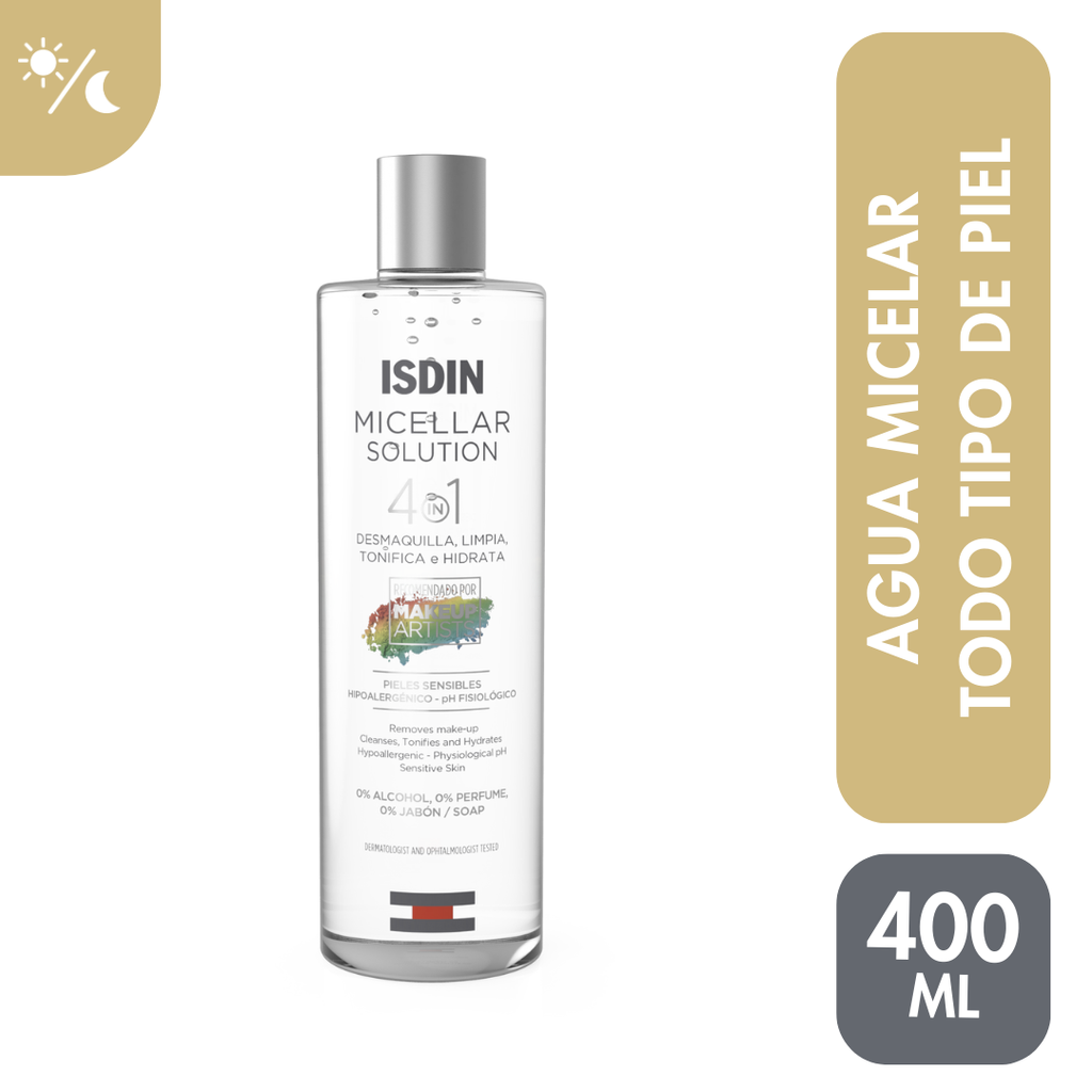 ISDINCEUTICS MICELLAR SOLUTION 400 ml - Agua Micellar facial hidratante para todo tipo de piel - Limpieza