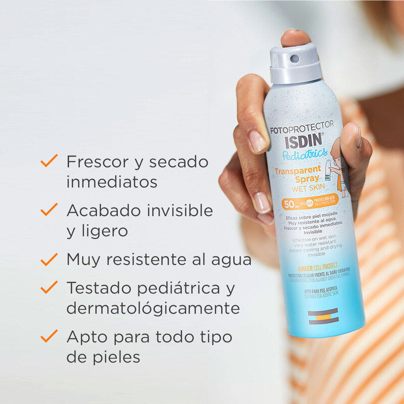 Protector Solar ISDIN TRANSPARENT SPRAY WET SKYN PED - 250 ml  - Bloqueador corporal