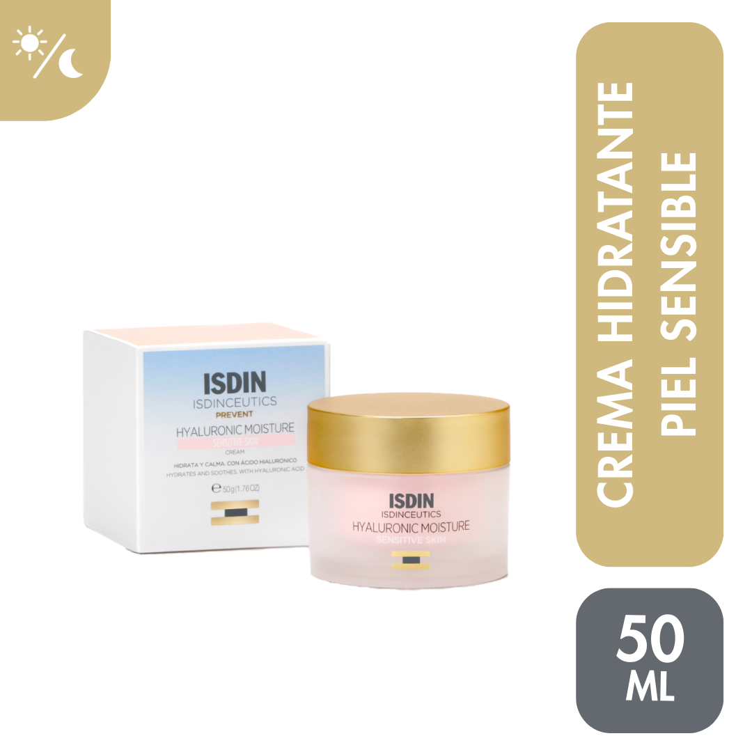 ISDINCEUTICS HYALURONIC MOISTURE SENSITIVE SKIN 50 ml - Crema preventiva con ácido hialurónico para piel sensible  - Antiedad