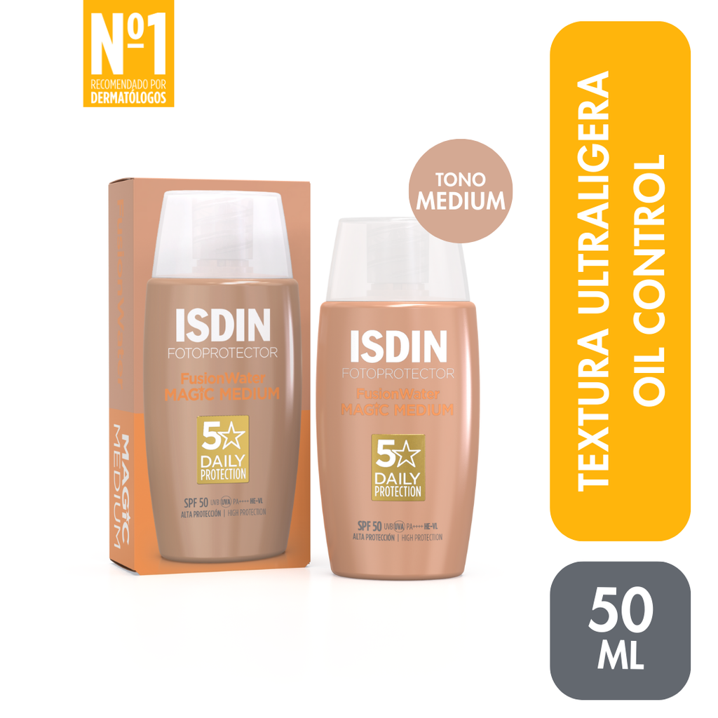 Isdin Fotoprotector Fusion Water Magic Color Medium SPF 50 50ml - Bloqueador