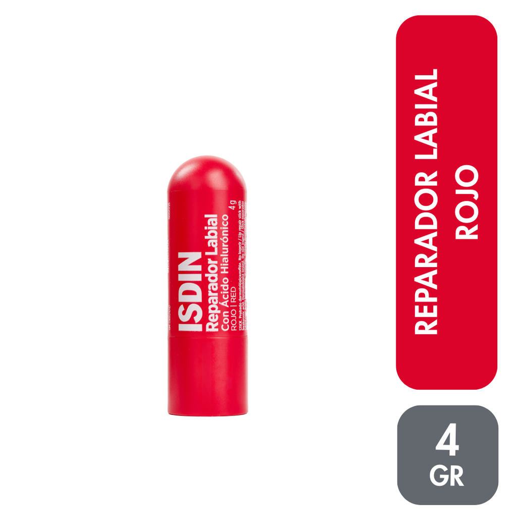 Isdin Reparador Labial Color Rojo con Ácido Hialurónico 4g