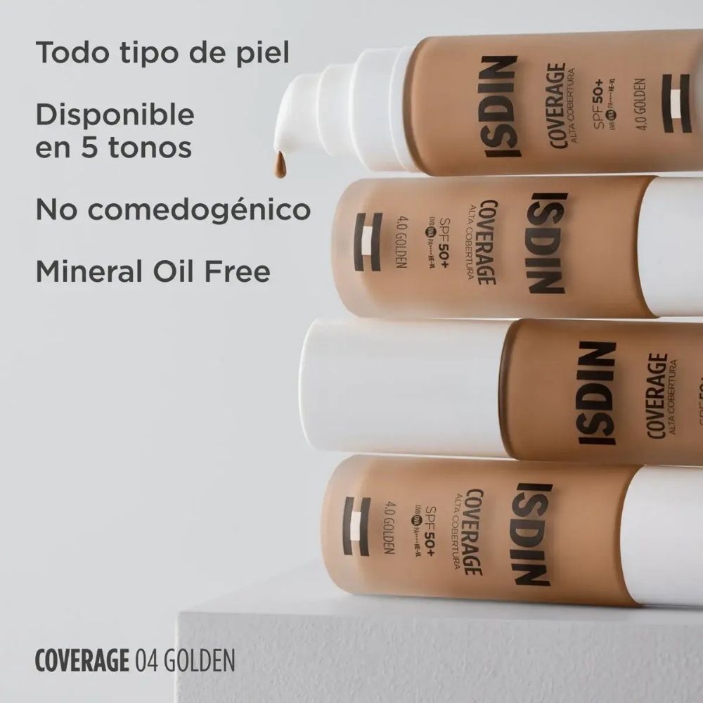 Base de Maquillaje Isdin Coverage 4.0 Golden Spf50+ 30 Gr