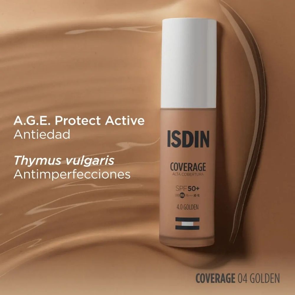Base de Maquillaje Isdin Coverage 4.0 Golden Spf50+ 30 Gr