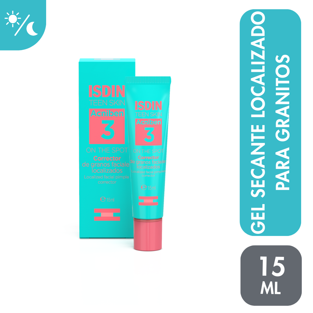Isdin Acniben ON THE SPOT 15ml - Gel corrector de granos faciales localizados para piel el mixta a grasa