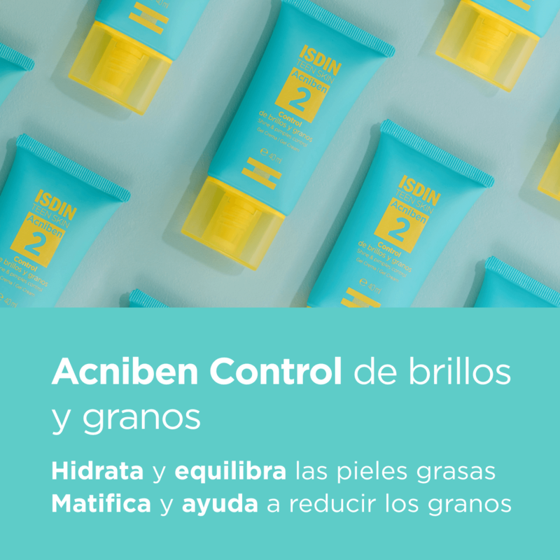 ISDIN ACNIBEN CONTROL DE BRILLOS Y GRANOS x 40 ml - Gel crema hidratante facial para piel mixta a grasa