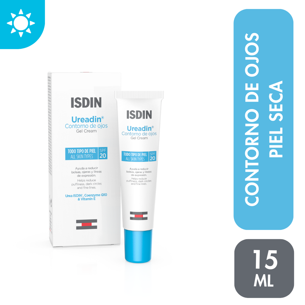 ISDIN UREADIN CONTORNO DE OJOS GEL CREAM 15ml - Gel crema bolsas, ojeras y líneas de expresión - Piel normal a seca