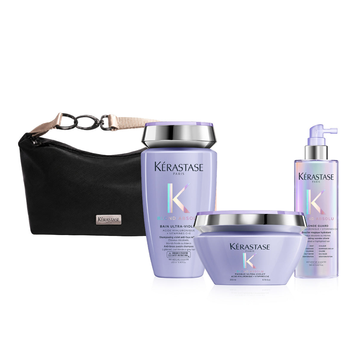 Pack Kérastase Blond Absolu - Kit Shampoo Matizador, Mascarilla y Protector Rubio