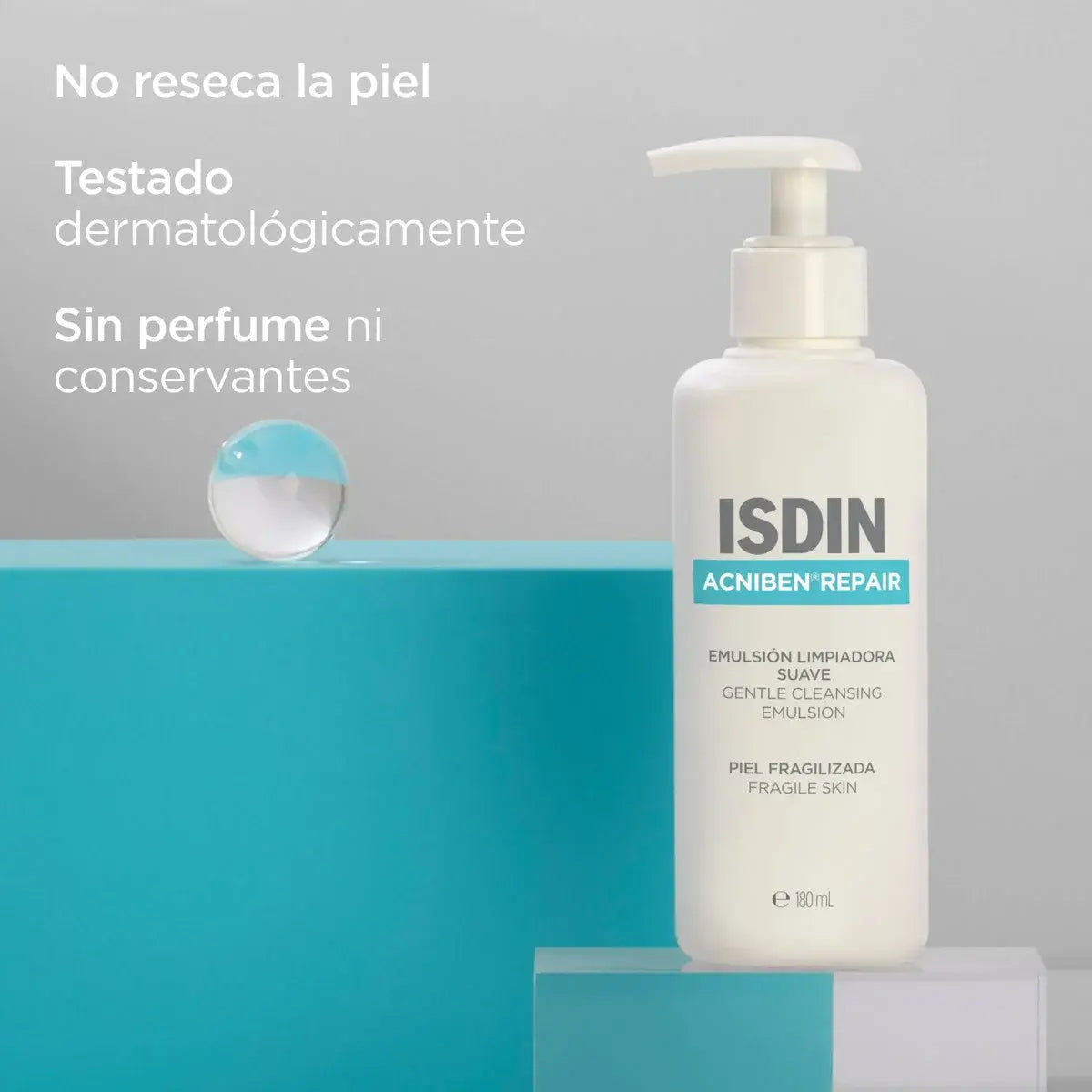 ISDIN Acniben Repair Limpiador Facial Suave 180ml - Emulsión limpiadora pieles bajo tratamientos antiacneicos