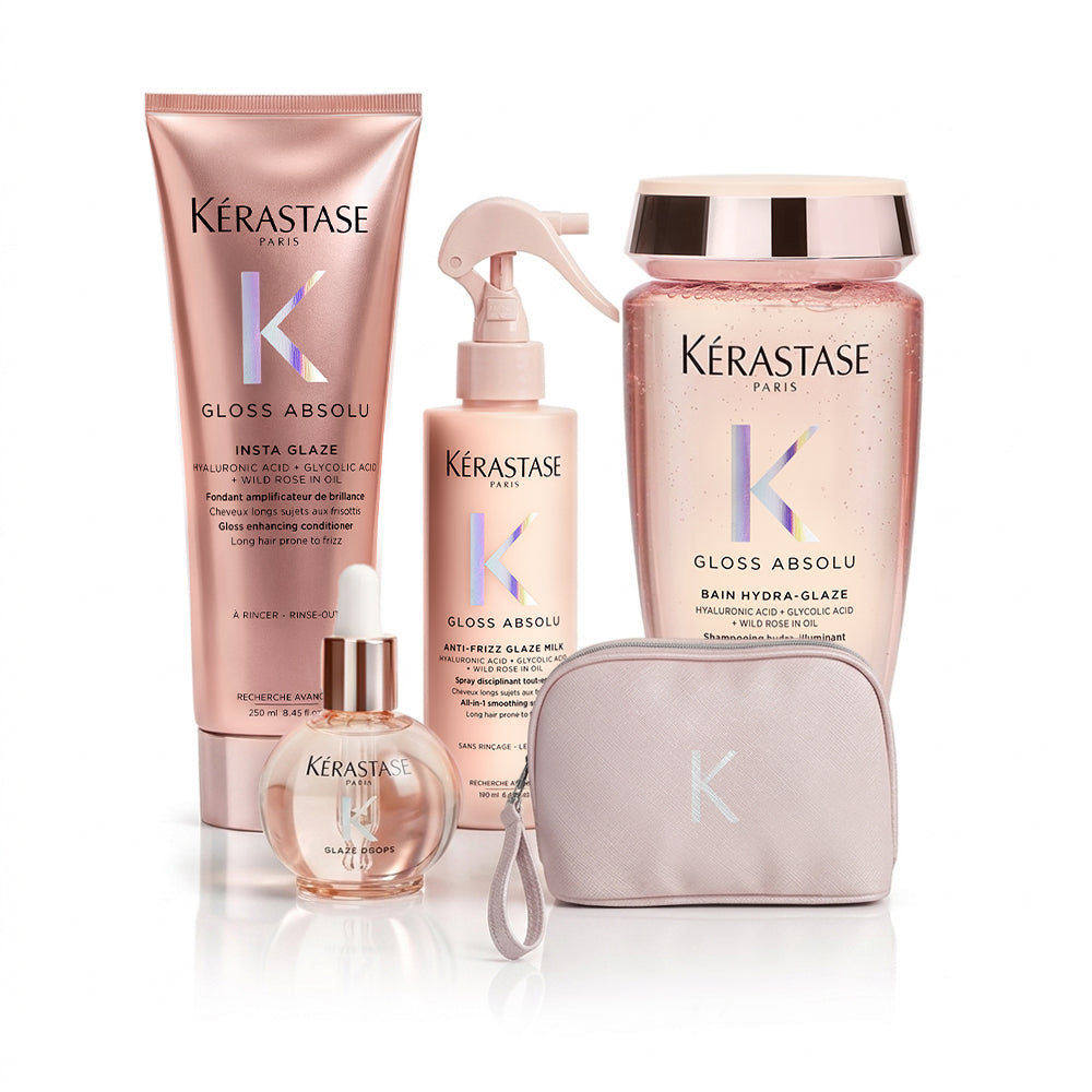 Pack Kerastase Gloss Absolu: Bain 250Ml + Fondant 250Ml + Spray Milk 190Ml + Glaze Drops 45Ml