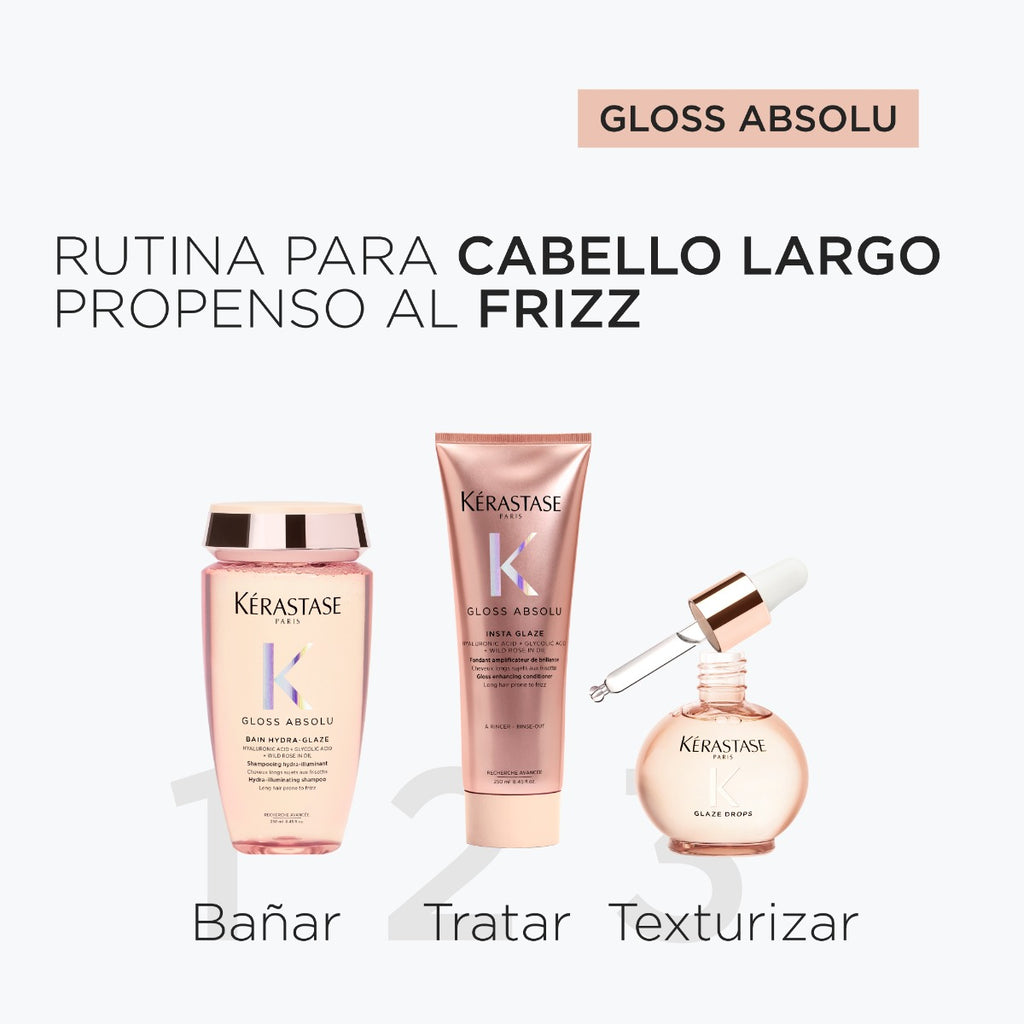 Pack Kerastase Gloss Absolu: Bain 250ml + Fondant 250ml + Glaze Drops 45ml