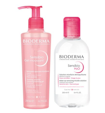 Dúo Bioderma limpieza sensibio rostro + limpieza ojos 