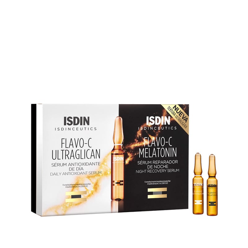 Isdin Isdinceutics Pack Day & Night Flavo C Ultraglican + Flavo C Melatonin, Antioxidante Día y Noche 20u x2ml