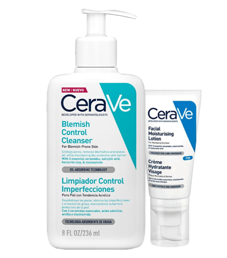 Pack Cerave limpieza piel grasa e hidratación nocturna