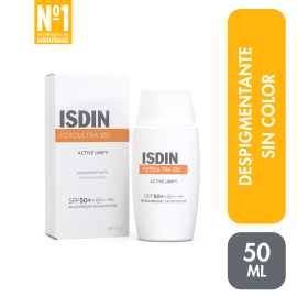 Protector Solar FOTOULTRA ISDIN ACTIVE UNIFY SIN COLOR SPF 50 - 50 ml - Bloqueador de para Foto Ultra (Facial) - Compra online en DermotiendaShopping