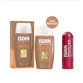 Pack ISDIN Fusion Water Color Bronce + Reparador Labial Color Granate de para Rutinas - Compra online en DermotiendaShopping