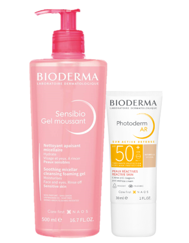 Dúo Bioderma piel sensible limpieza y protección para pieles reactivas